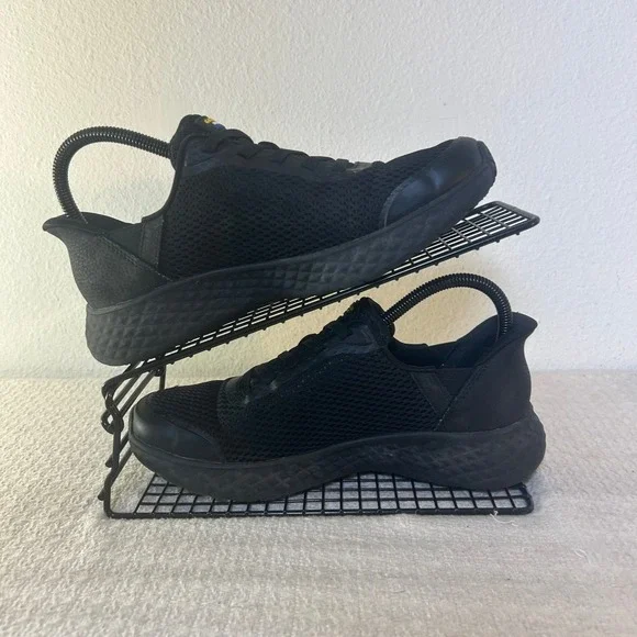 Skechers Hands Free Step-Ins Goodyear Black Slip Resistant  Women's Sneakers 7.5 - Picture 3 of 14